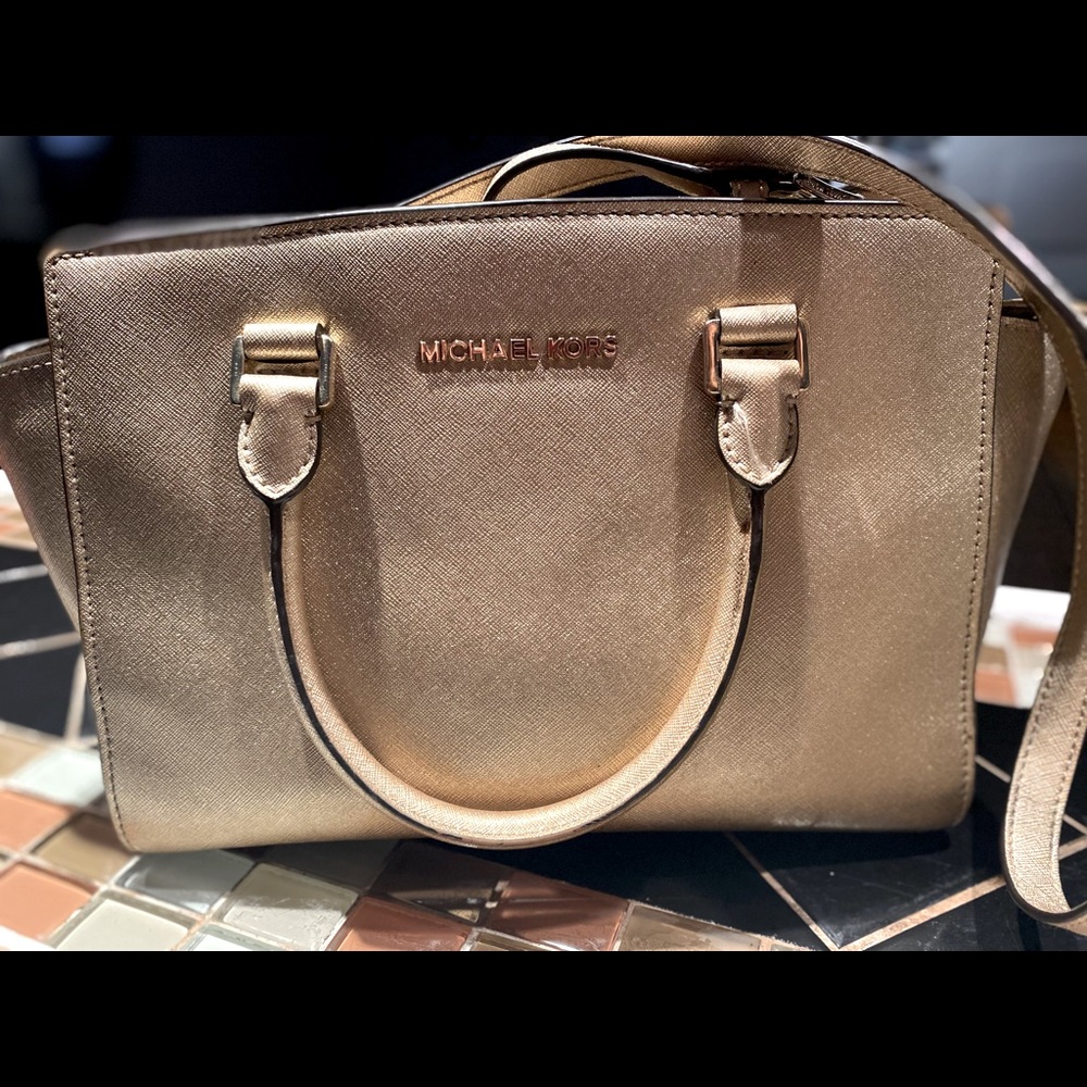 Michael Kors Metallic Leather cross bag